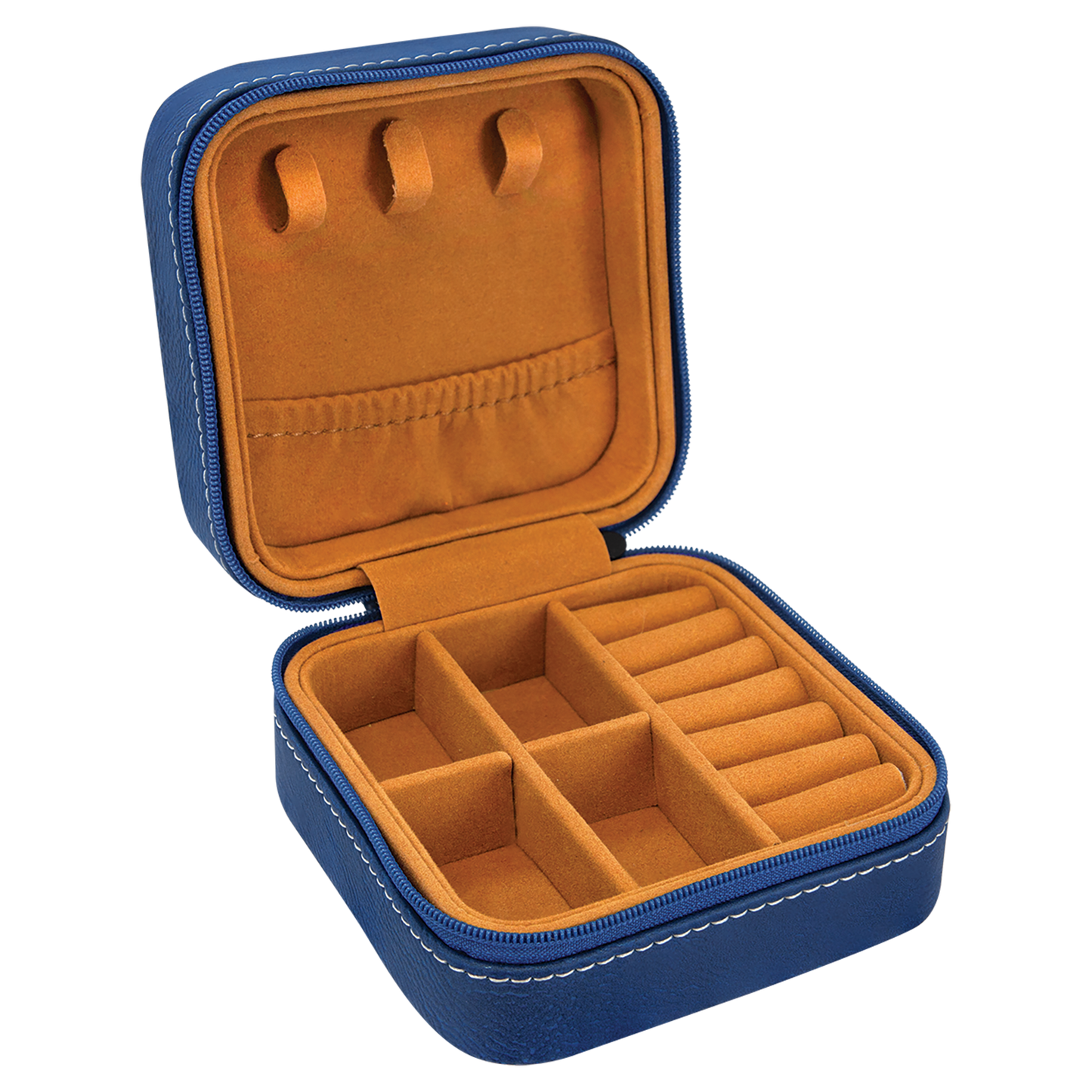 Lasered Leatherette Travel Jewelry Box with Tan Lining