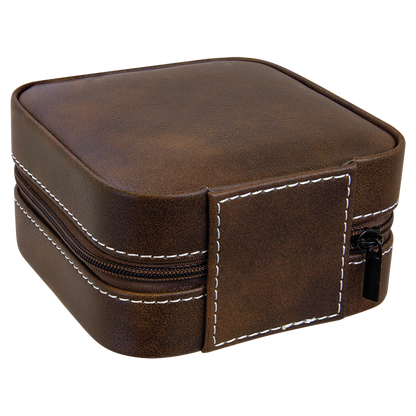 Lasered Leatherette Travel Jewelry Box with Tan Lining
