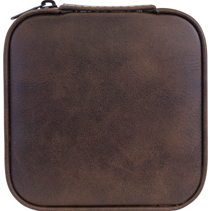 Lasered Leatherette Travel Jewelry Box with Tan Lining