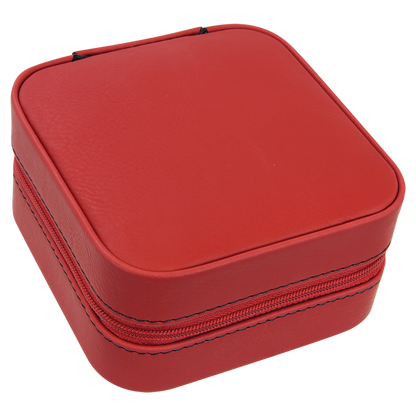 Lasered Leatherette Travel Jewelry Box with Tan Lining