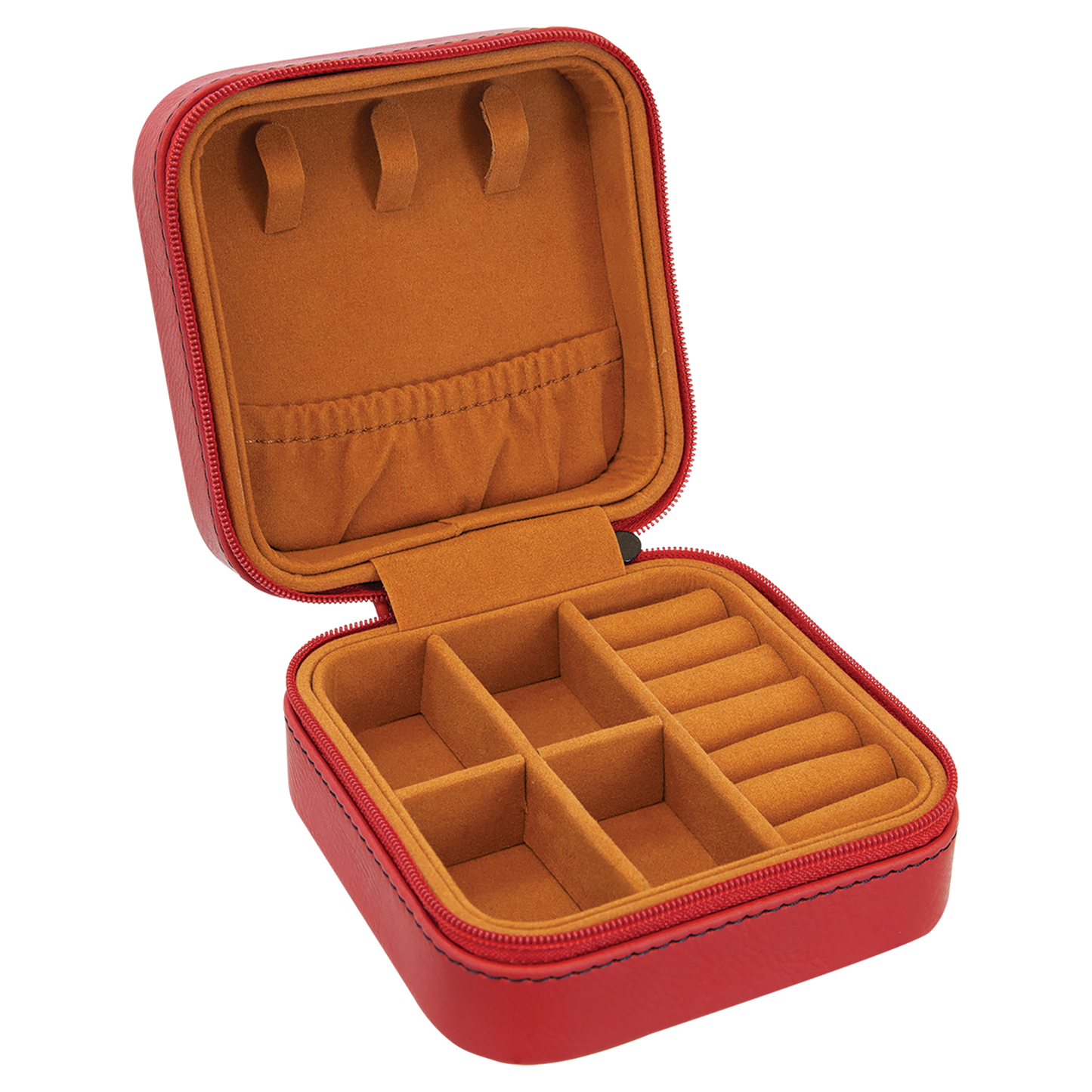 Lasered Leatherette Travel Jewelry Box with Tan Lining