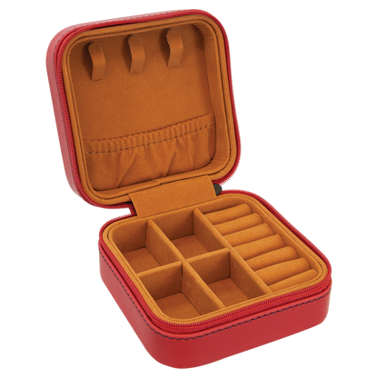 Lasered Leatherette Travel Jewelry Box with Tan Lining