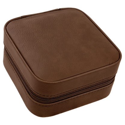 Lasered Leatherette Travel Jewelry Box with Tan Lining