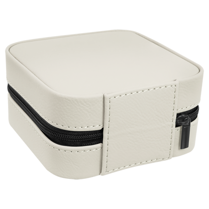 Lasered Leatherette Travel Jewelry Box with Tan Lining