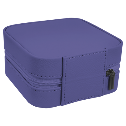 Lasered Leatherette Travel Jewelry Box with Tan Lining