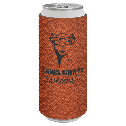 Basketball Laserable Leatherette Slim Beverage Holder