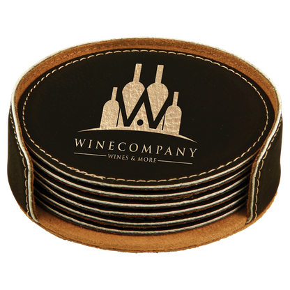 Leatherette 6-Coaster Set Square/Round