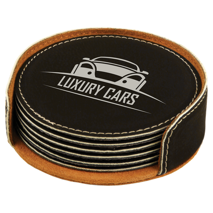 Leatherette 6-Coaster Set Square/Round