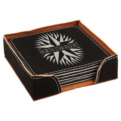 Leatherette 6-Coaster Set Square/Round