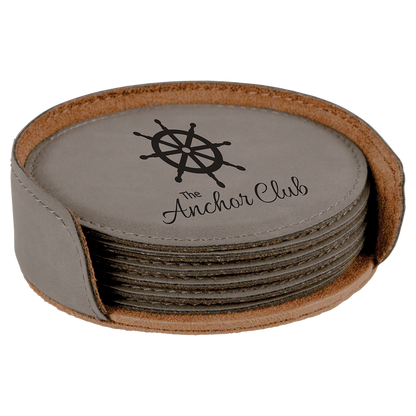 Leatherette 6-Coaster Set Square/Round
