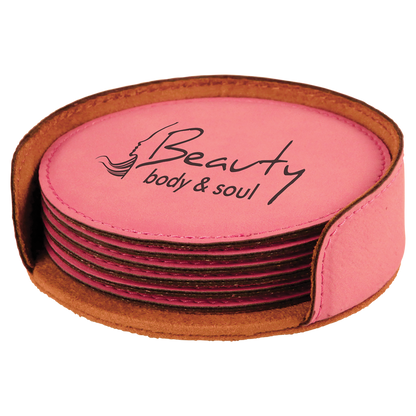 Leatherette 6-Coaster Set Square/Round
