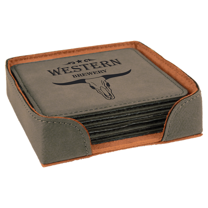 Leatherette 6-Coaster Set Square/Round