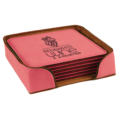 Leatherette 6-Coaster Set Square/Round
