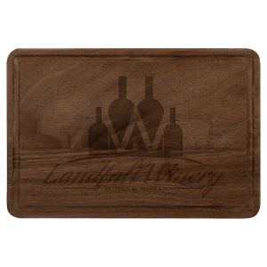 9" x 6" Walnut Cutting Board with Drip Ring — Custom Engraved