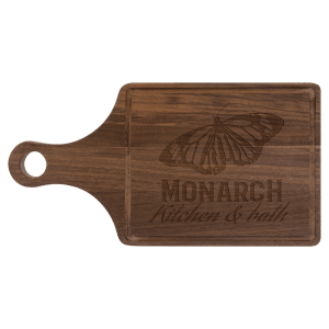 13.5" x 7" Walnut Paddle Cutting Board with Drip Ring
