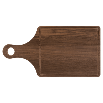 13.5" x 7" Walnut Paddle Cutting Board with Drip Ring