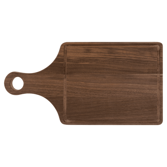 13.5" x 7" Walnut Paddle Cutting Board with Drip Ring
