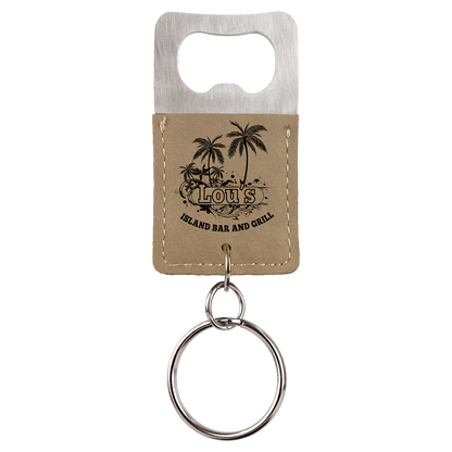 Leatherette Rectangle Bottle Opener Keychain