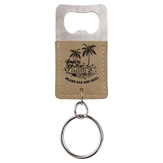 Leatherette Rectangle Bottle Opener Keychain