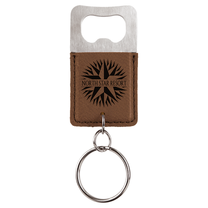 Leatherette Rectangle Bottle Opener Keychain