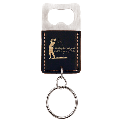Leatherette Rectangle Bottle Opener Keychain