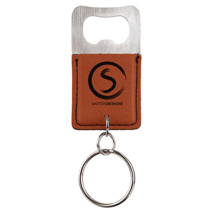 Leatherette Rectangle Bottle Opener Keychain