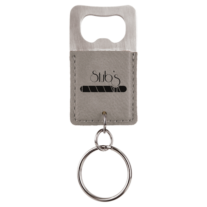 Leatherette Rectangle Bottle Opener Keychain
