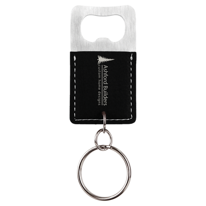 Leatherette Rectangle Bottle Opener Keychain