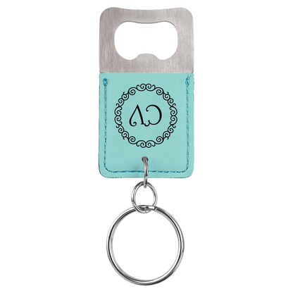 Leatherette Rectangle Bottle Opener Keychain