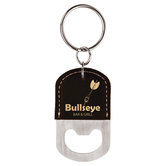 Leatherette Oval Bottle Opener Keychain