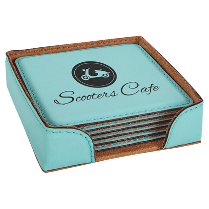 Leatherette 6-Coaster Set Square/Round