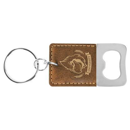 Leatherette Rectangle Bottle Opener Keychain