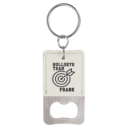 Leatherette Rectangle Bottle Opener Keychain