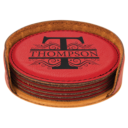 Leatherette 6-Coaster Set Square/Round