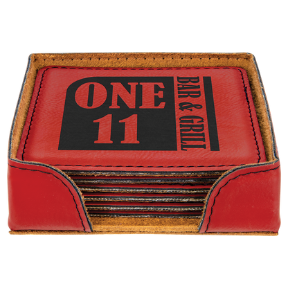 Leatherette 6-Coaster Set Square/Round