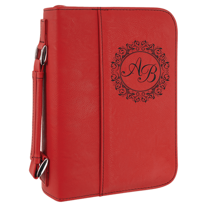 6 3/4" x 9 1/4" Red Leatherette Book/Bible Cover with Handle & Zipper