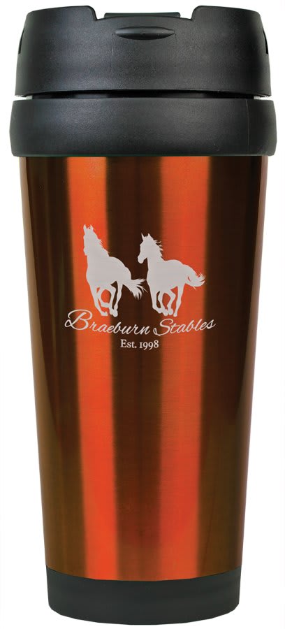 16 oz. Orange Laserable Stainless Steel Travel Mug without Handle