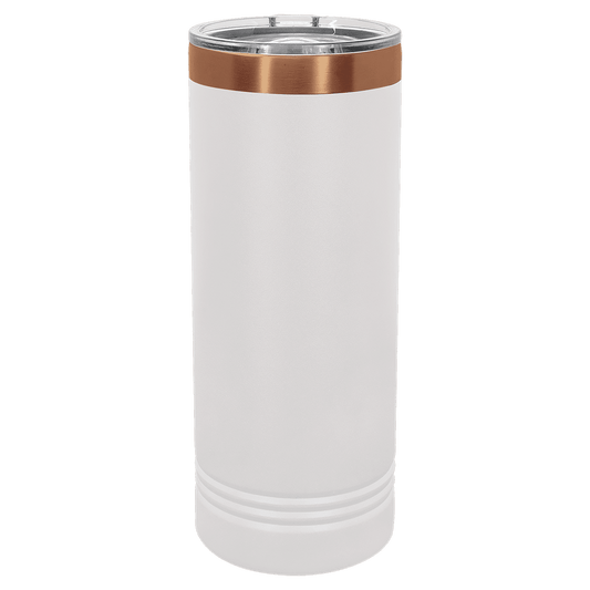 22 oz White/Rose Gold Skinny Tumbler – Ready to Engrave (Polar Camel)