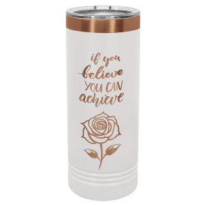 22 oz White/Rose Gold Skinny Tumbler – Ready to Engrave (Polar Camel)