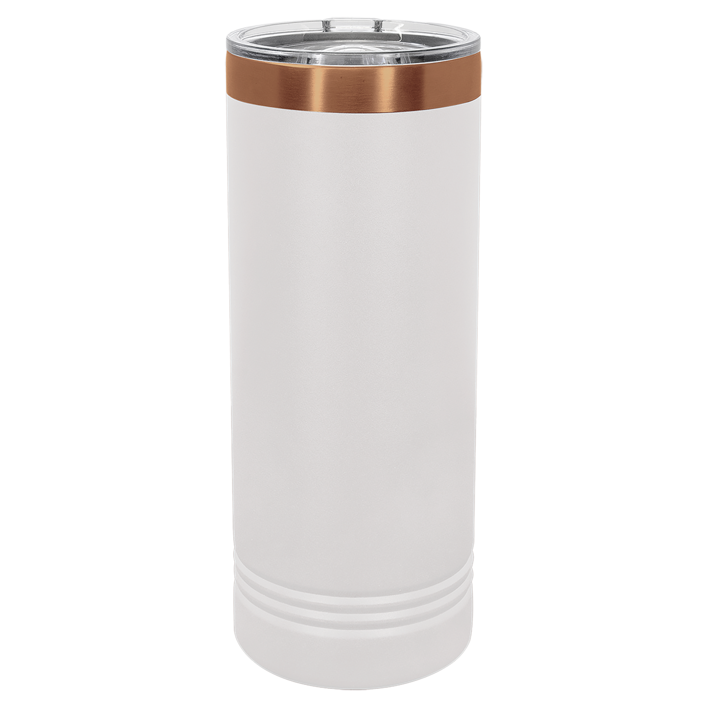 Custom 22 oz. White/Rose Gold ION-Plated Skinny Tumbler with Slider Lid