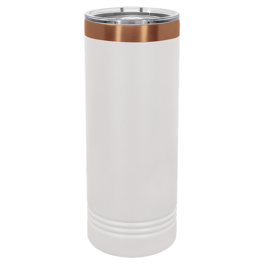Custom 22 oz. White/Rose Gold ION-Plated Skinny Tumbler with Slider Lid
