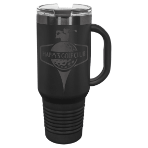 40 oz. Black/Ghost Black Travel Mug with Handle & Straw