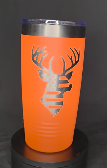 American Flag Deer 20 oz Engraved Tumbler
