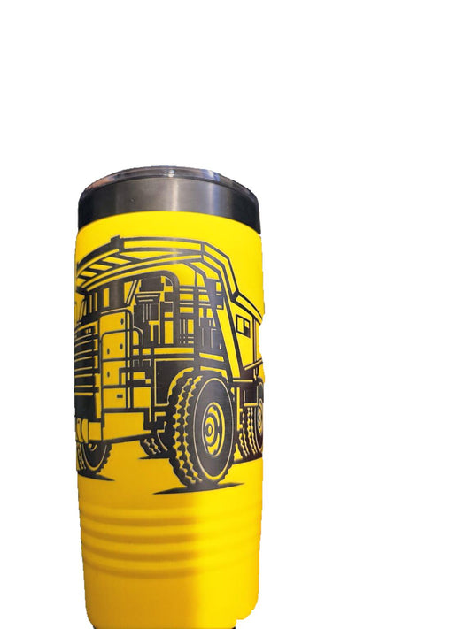 20oz Construction Hauler Engraved Tumbler — Yellow & Black