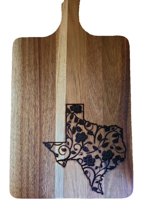 16" x 9" Acacia Cutting Board – Texas Floral Engraving