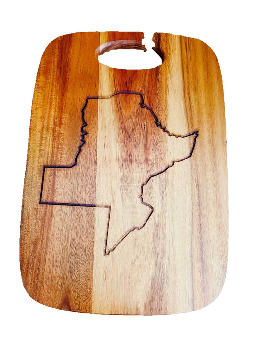 12" Acacia Oval Cutting Board – Customizable State Outline Engraving