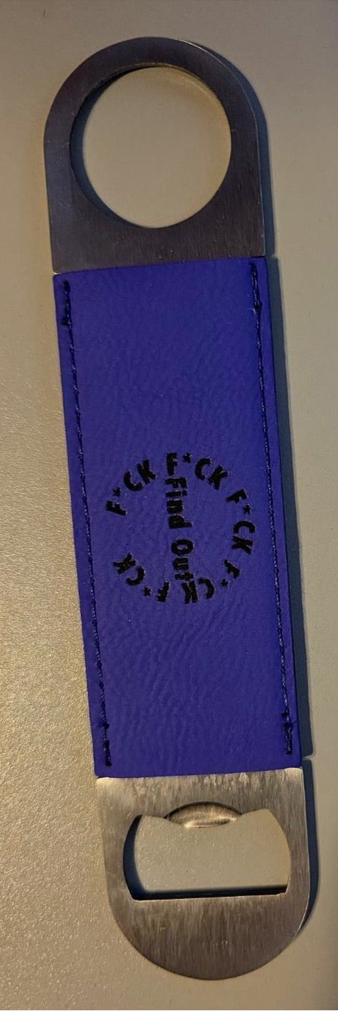 Leatherette Bar Blade Bottle Opener – “FAFO” (Purple)